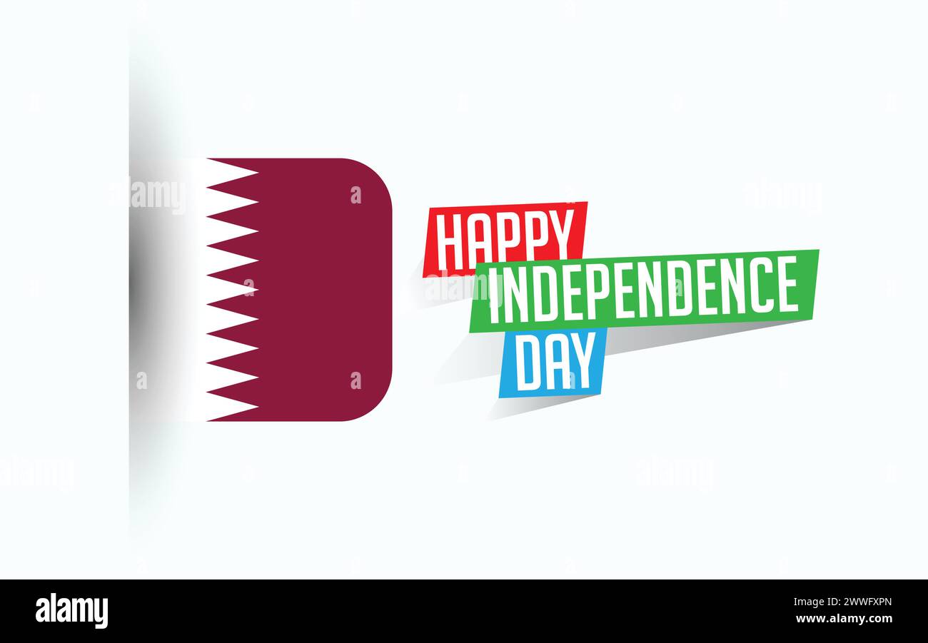 Happy Independence Day of Qatar illustrazione vettoriale, poster della giornata nazionale, design del modello di saluto, file sorgente EPS Illustrazione Vettoriale