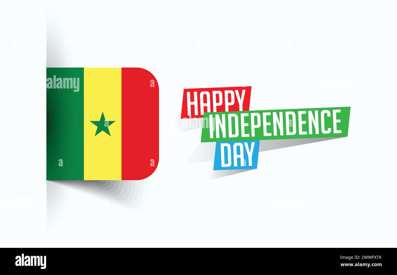 Happy Independence Day of Senegal illustrazione vettoriale, poster della giornata nazionale, design del modello di saluto, file sorgente EPS Illustrazione Vettoriale