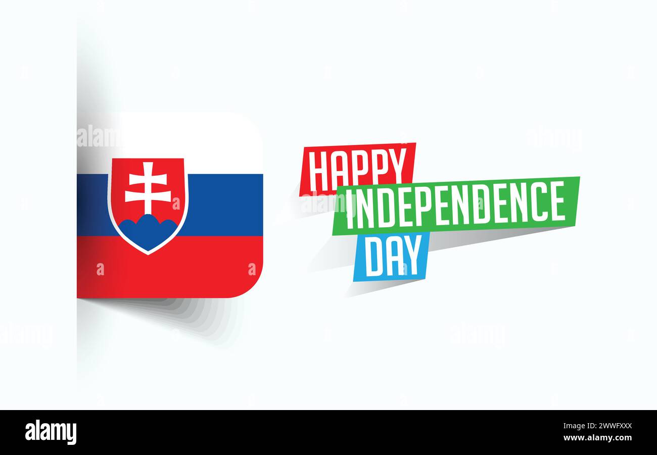 Felice giorno dell'indipendenza della Slovacchia illustrazione vettoriale, poster della giornata nazionale, design del modello di saluto, file sorgente EPS Illustrazione Vettoriale