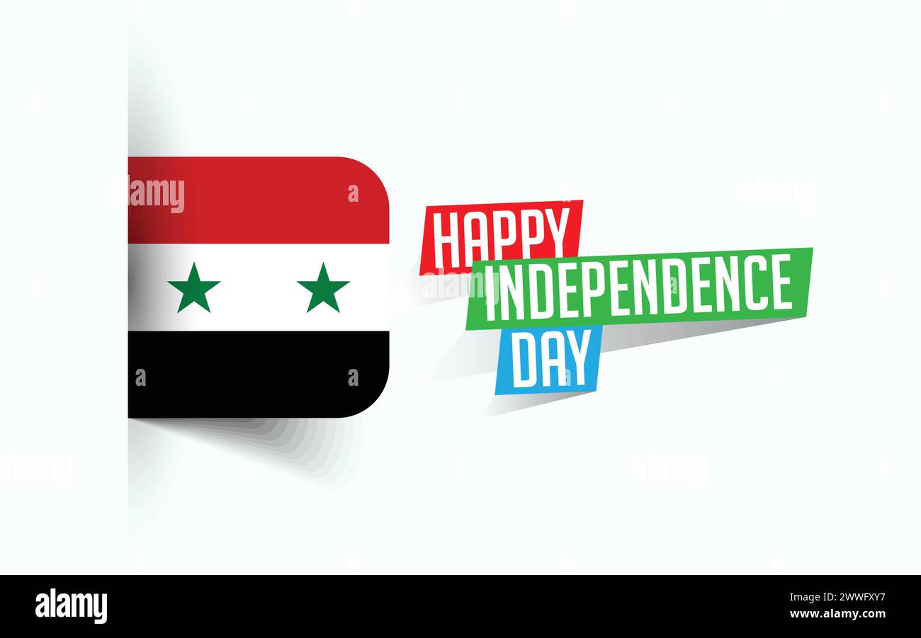 Happy Independence Day of Syria illustrazione vettoriale, poster della giornata nazionale, design del modello di saluto, file sorgente EPS Illustrazione Vettoriale