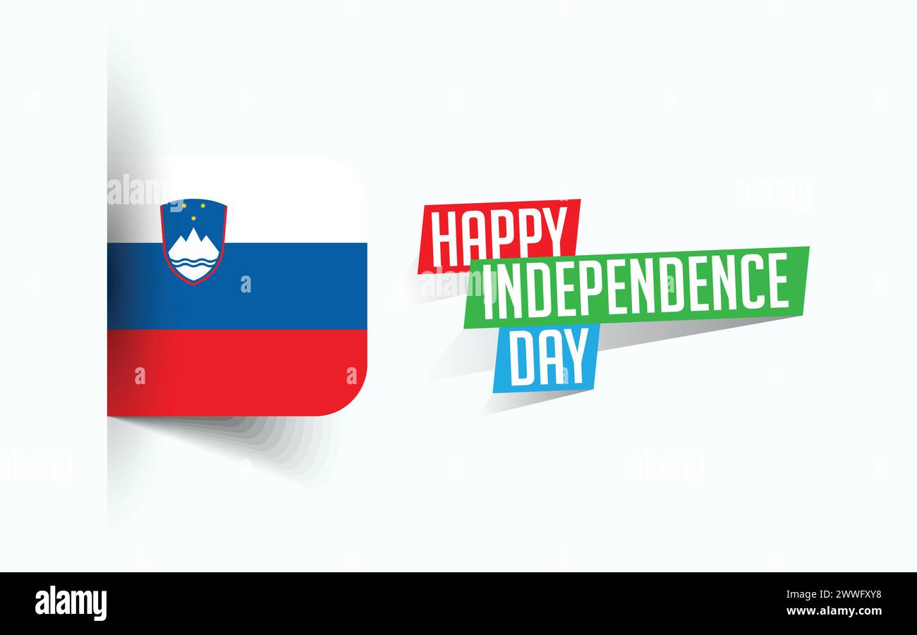 Felice giorno dell'indipendenza della Slovenia illustrazione vettoriale, poster della giornata nazionale, design del modello di saluto, file sorgente EPS Illustrazione Vettoriale