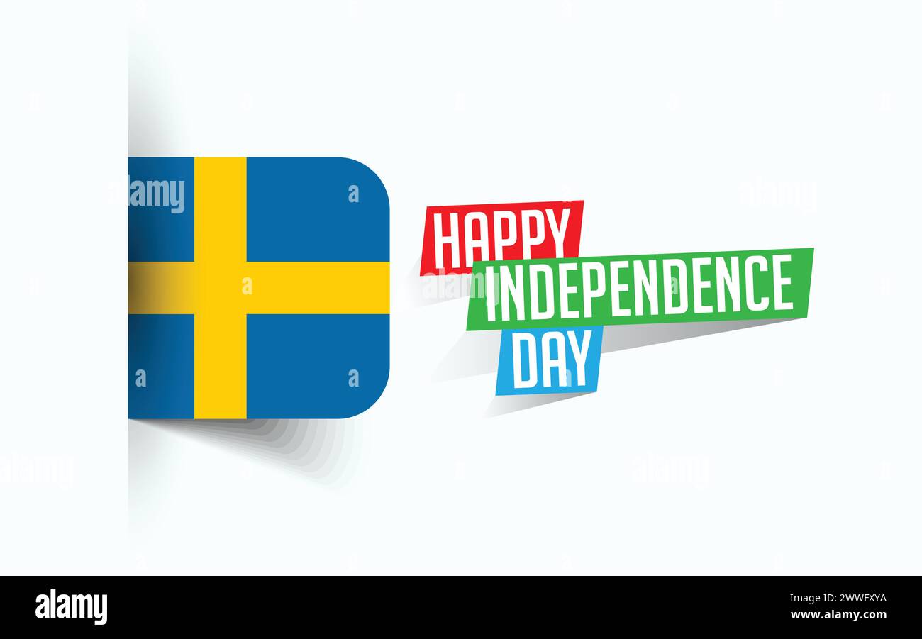 Happy Independence Day of Sweden illustrazione vettoriale, poster della giornata nazionale, design del modello di saluto, file sorgente EPS Illustrazione Vettoriale