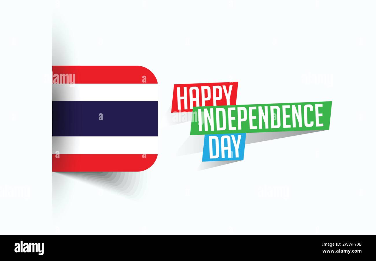 Happy Independence Day of Thailand illustrazione vettoriale, poster della giornata nazionale, design del modello di saluto, file sorgente EPS Illustrazione Vettoriale