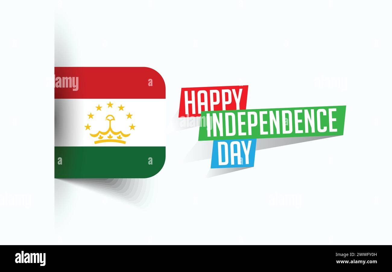 Felice giorno dell'indipendenza del Tagikistan illustrazione vettoriale, poster della giornata nazionale, design del modello di saluto, file sorgente EPS Illustrazione Vettoriale