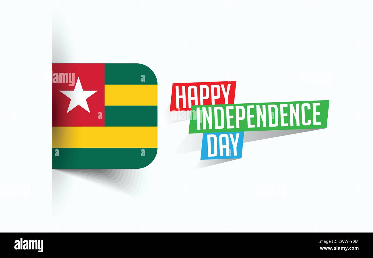 Happy Independence Day of Togo illustrazione vettoriale, poster della giornata nazionale, design del modello di saluto, file sorgente EPS Illustrazione Vettoriale