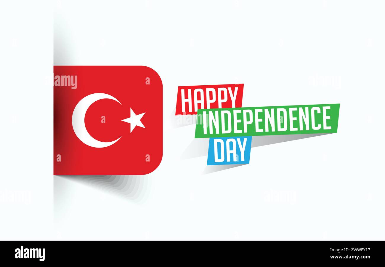 Felice giorno dell'indipendenza della Turchia illustrazione vettoriale, poster della giornata nazionale, design del modello di saluto, file sorgente EPS Illustrazione Vettoriale