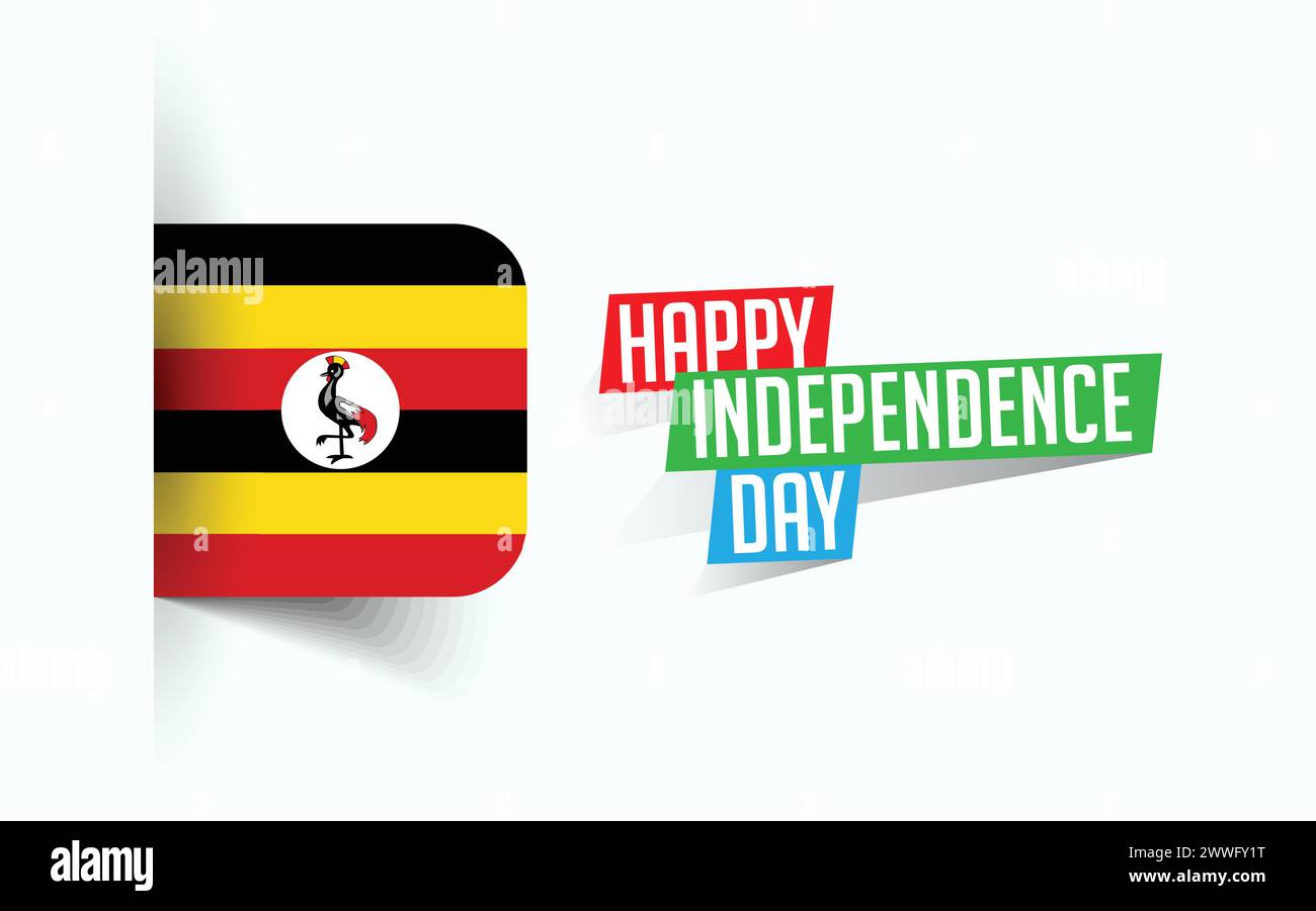 Happy Independence Day of Uganda illustrazione vettoriale, poster della giornata nazionale, design del modello di saluto, file sorgente EPS Illustrazione Vettoriale