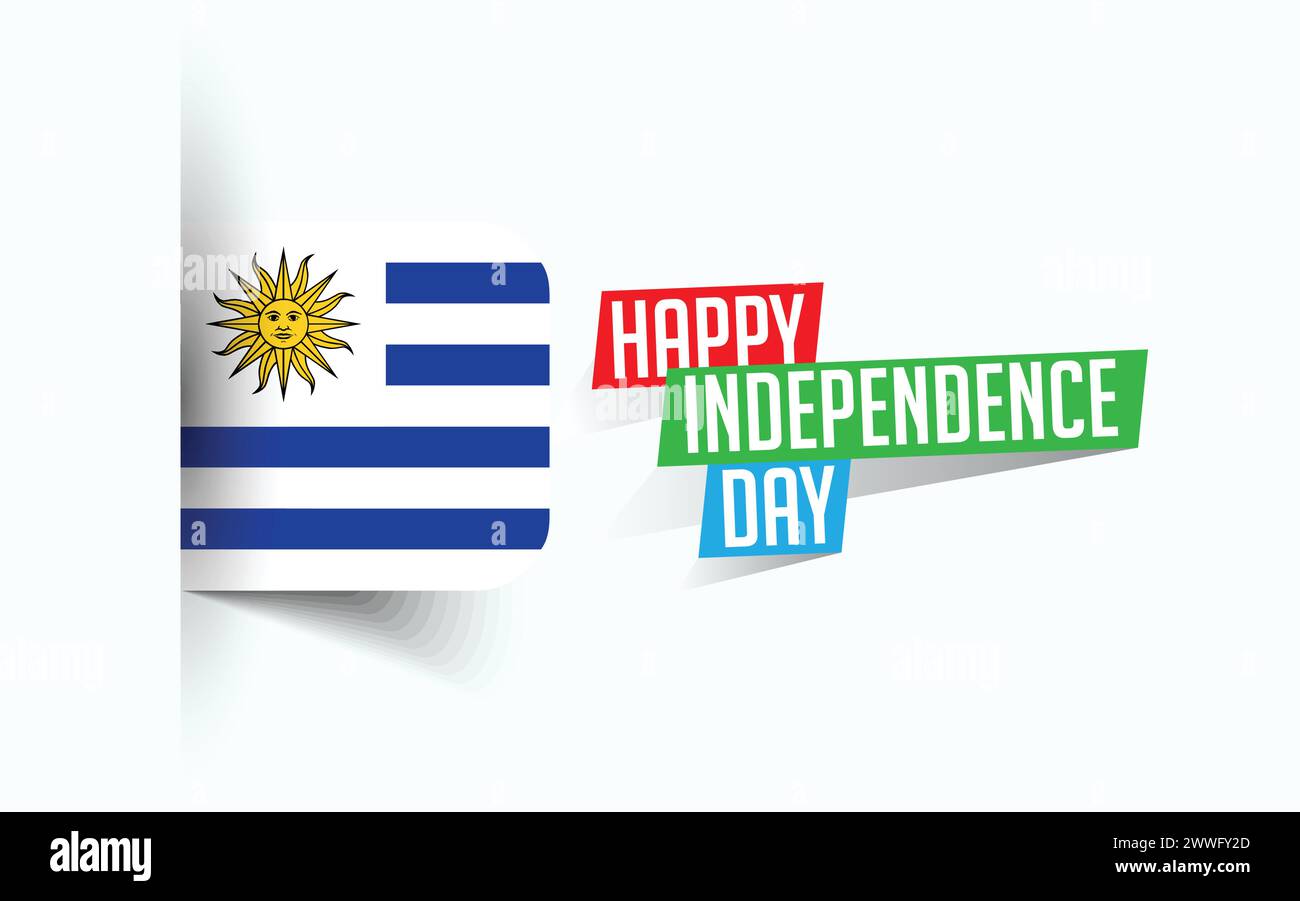 Happy Independence Day of Uruguay illustrazione vettoriale, poster della giornata nazionale, design del modello di saluto, file sorgente EPS Illustrazione Vettoriale
