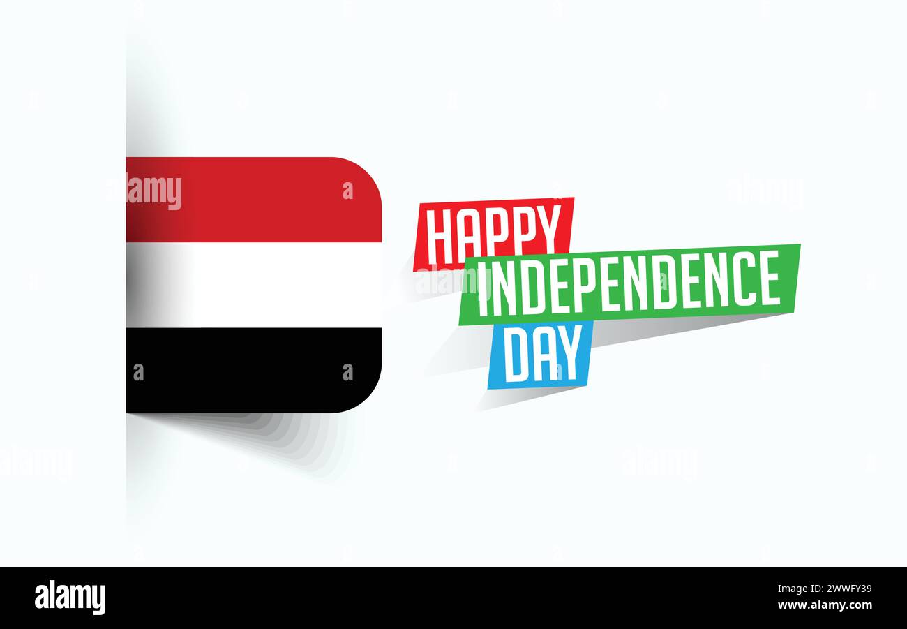 Happy Independence Day of Yemen illustrazione vettoriale, poster della giornata nazionale, design del modello di saluto, file sorgente EPS Illustrazione Vettoriale