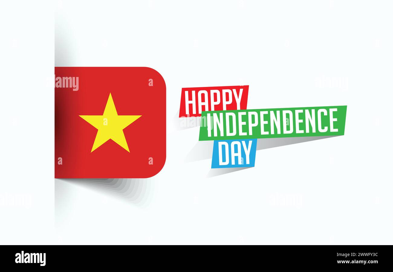 Happy Independence Day of Vietnam illustrazione vettoriale, poster della giornata nazionale, design del modello di saluto, file sorgente EPS Illustrazione Vettoriale