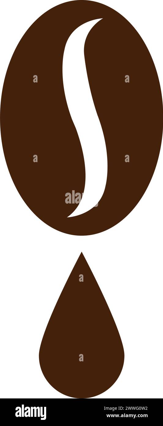 Icona caffè in grani con gocce di caffè. Illustrazione vettoriale. Illustrazione Vettoriale