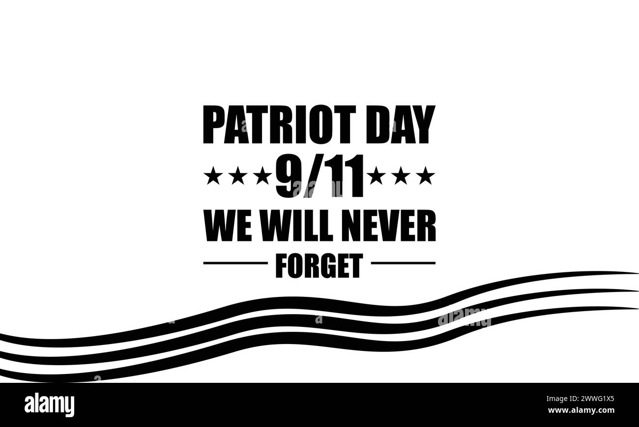 Testo del Patriot Day 9/11 con illustrazione della bandiera usa Illustrazione Vettoriale