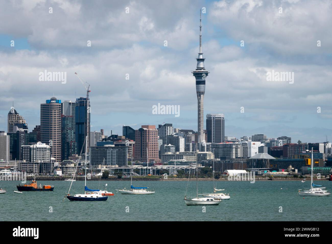 Auckland CBD e porto, North Island, nuova Zelanda Foto Stock