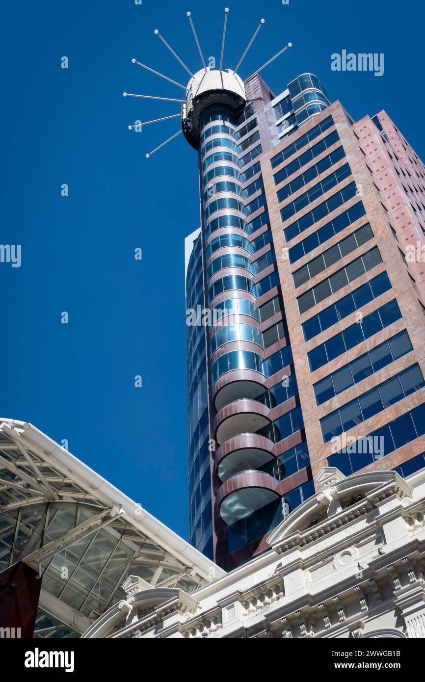 Majestic Centre, l'edificio più alto di Wellington, North Island, nuova Zelanda Foto Stock