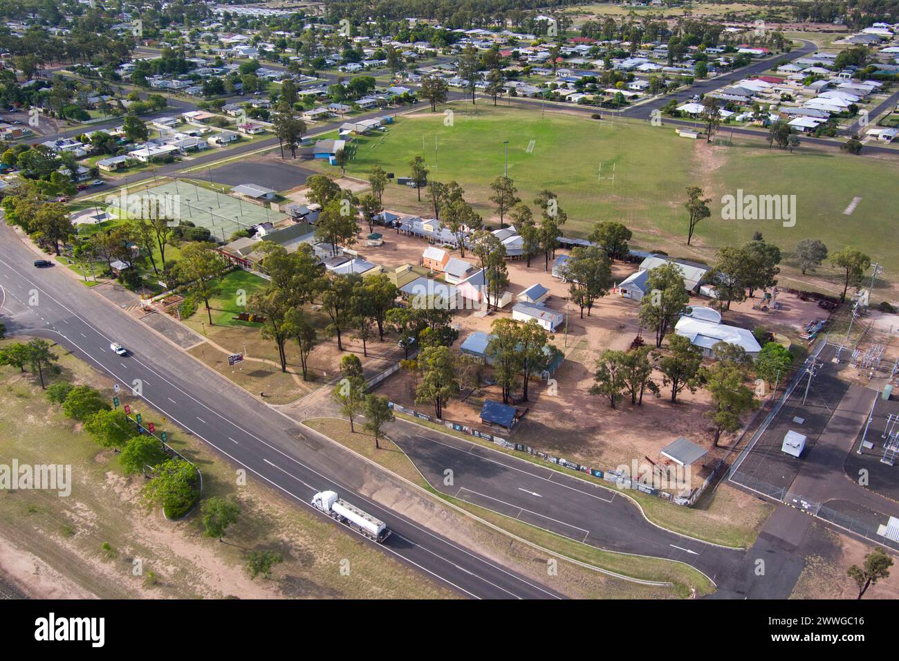 Aerial of Historical Village Museum Miles Queensland Australia Foto Stock
