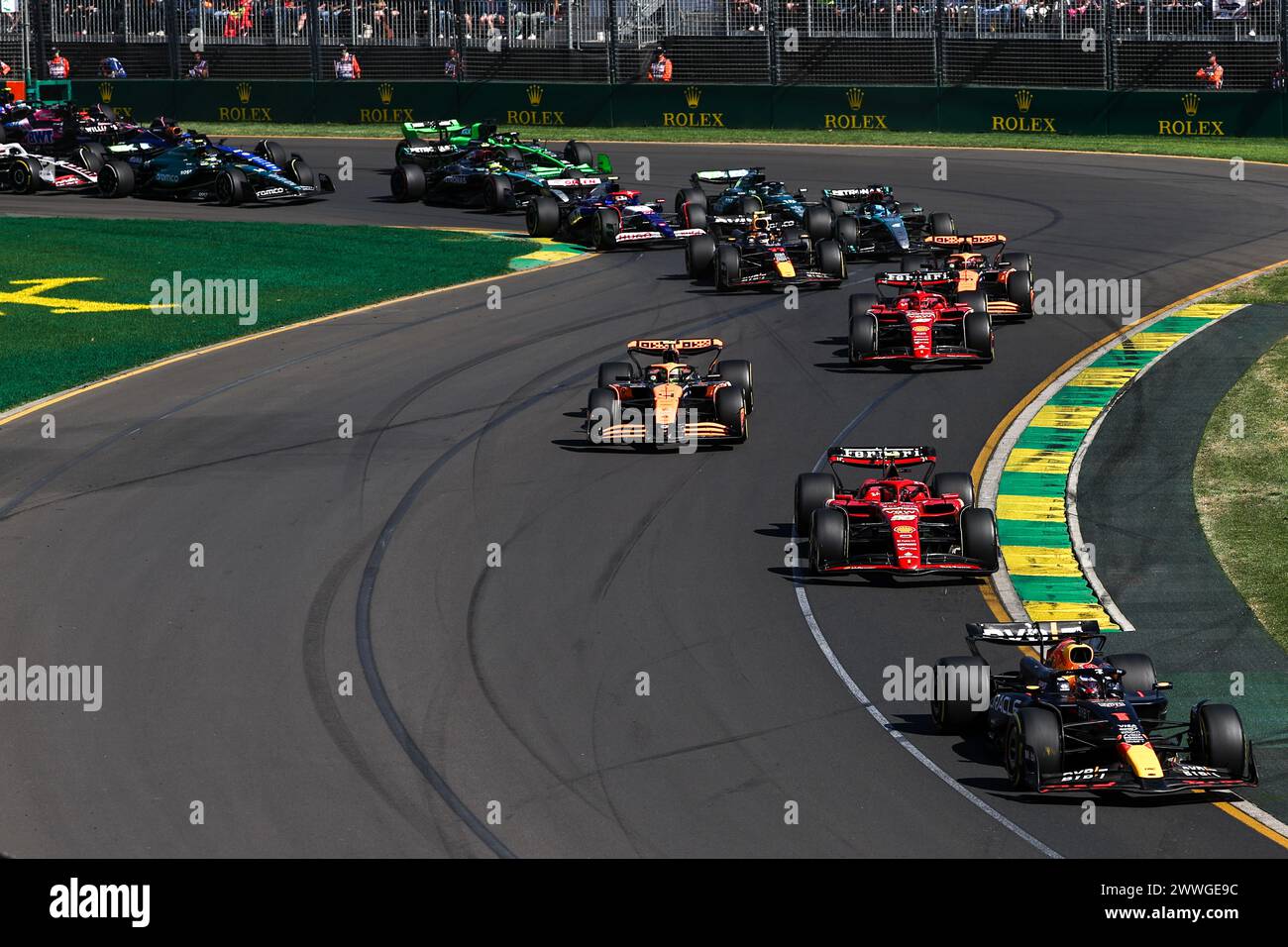 Melbourne, Australia. 24 marzo 2024. I piloti gareggiano durante il Gran Premio di Formula 1 australiano all'Albert Park di Melbourne, Australia, 24 marzo 2024. Crediti: Qian Jun/Xinhua/Alamy Live News Foto Stock