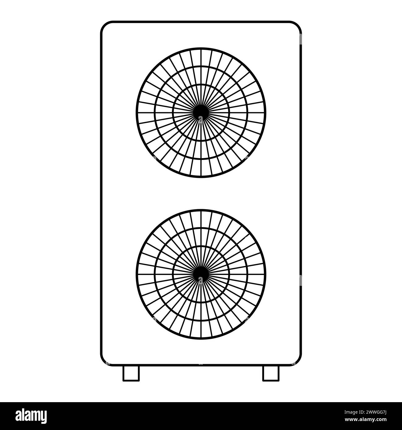 Icona della sorgente d'aria della pompa di calore, macchina del sistema elettrico di raffreddamento, illustrazione del vettore del nastro di raffreddamento . Illustrazione Vettoriale
