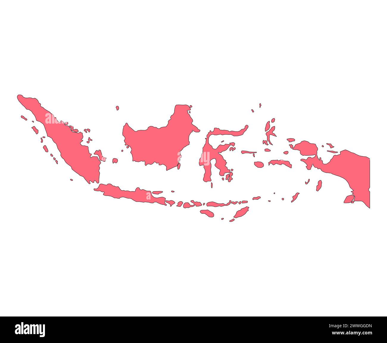 Indonesia forma della mappa dettagliata, simbolo icona del concetto grafico Web piatta illustrazione vettoriale . Illustrazione Vettoriale