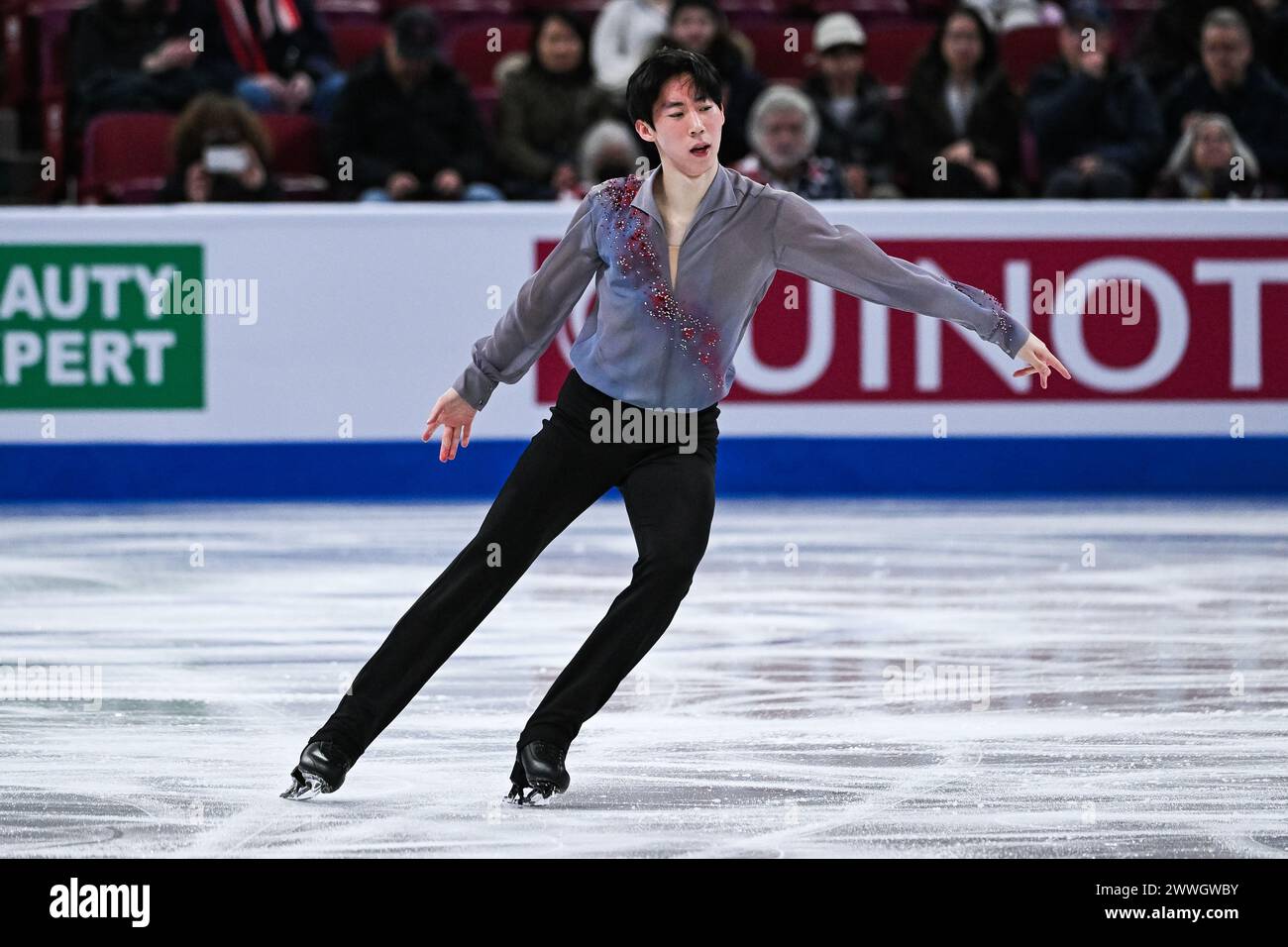 MONTREAL, CANADA - 23 MARZO 2024: Sihyeong Lee (KOR) durante i Campionati mondiali di pattinaggio di figura ISU al Bell Centre On di Montreal, Canada. (Foto di David Kirouac/Orange Pictures) Foto Stock