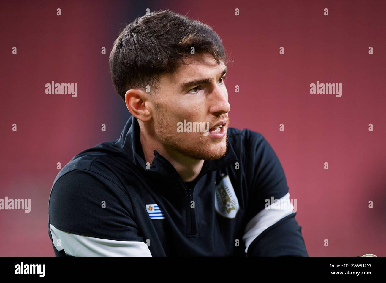 Bilbao, Spagna. 23 marzo 2024. Franco Israel dell'Uruguay si scalda prima dell'amichevole Pais Vasco contro Uruguay all'Estadio de San Mames il 23 marzo 2024 a Bilbao, in Spagna. Crediti: Cesar Ortiz Gonzalez/Alamy Live News Foto Stock