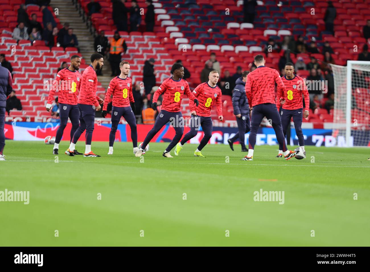 England Subs before kick offduring International Friendly Soccer match tra Inghilterra e Brasile allo stadio di Wembley, Londra, Regno Unito - 23 marzo 2024. Foto Stock