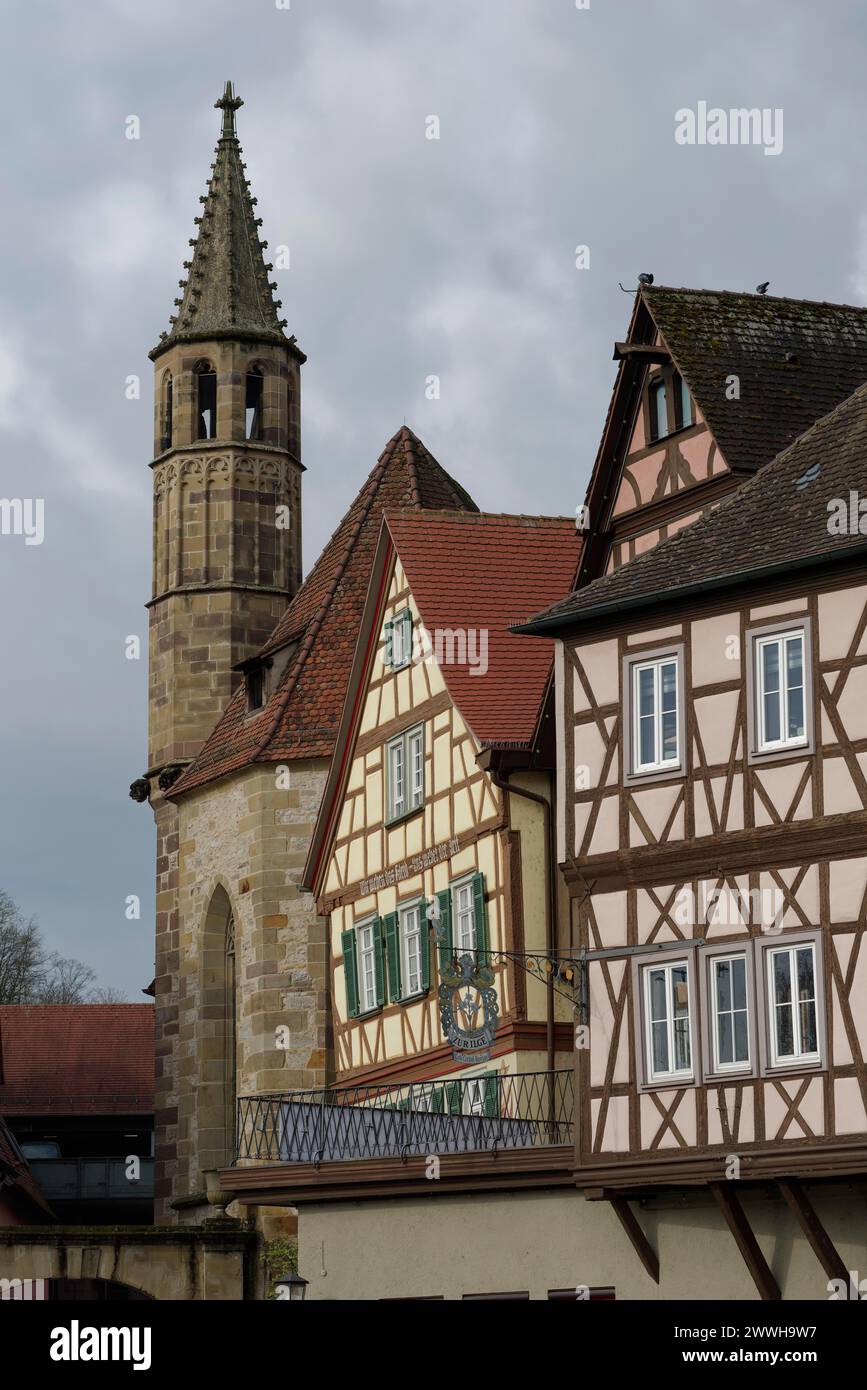 Johanniterkirche, museo d'arte, casa in legno, centro storico, valle Kocher, Kocher, sala schwaebisch, hohenlohe, heilbronn-franken Foto Stock