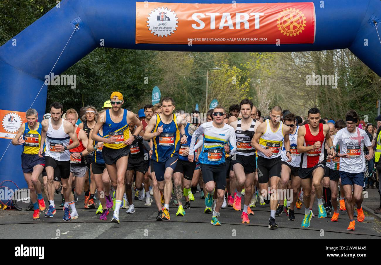 Brentwood, Regno Unito. 24 marzo 2024. Brentwood Essex 24 marzo 2024 Brentwood Half Marathon, Brentwood Essex crediti: Ian Davidson/Alamy Live News Foto Stock