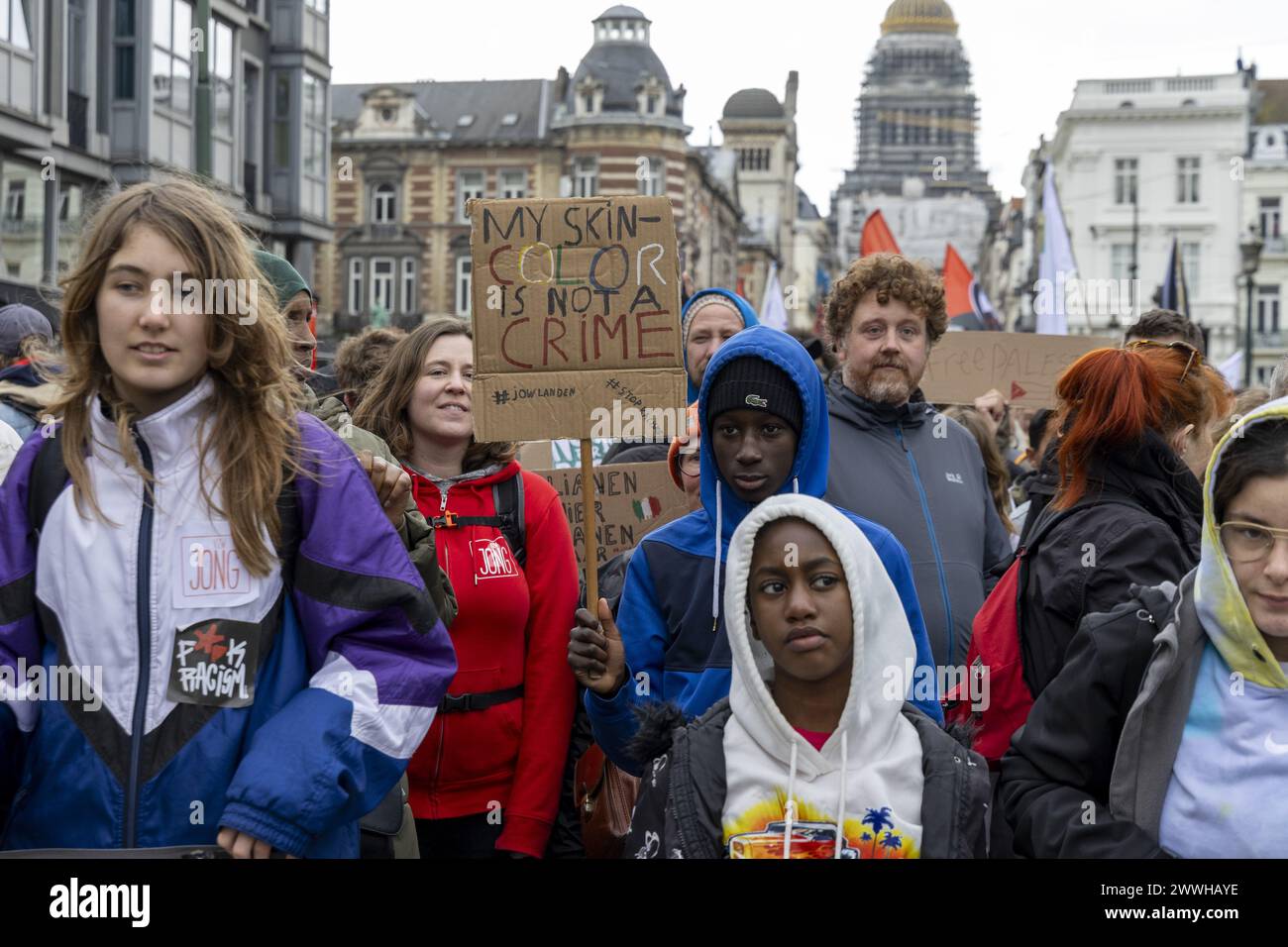 Bruxelles, Belgio. 24 marzo 2024. Domenica 24 marzo 2024 si terrà a Bruxelles una manifestazione "Uniti contro il razzismo”. BELGA FOTO NICOLAS MAETERLINCK credito: Belga News Agency/Alamy Live News Foto Stock