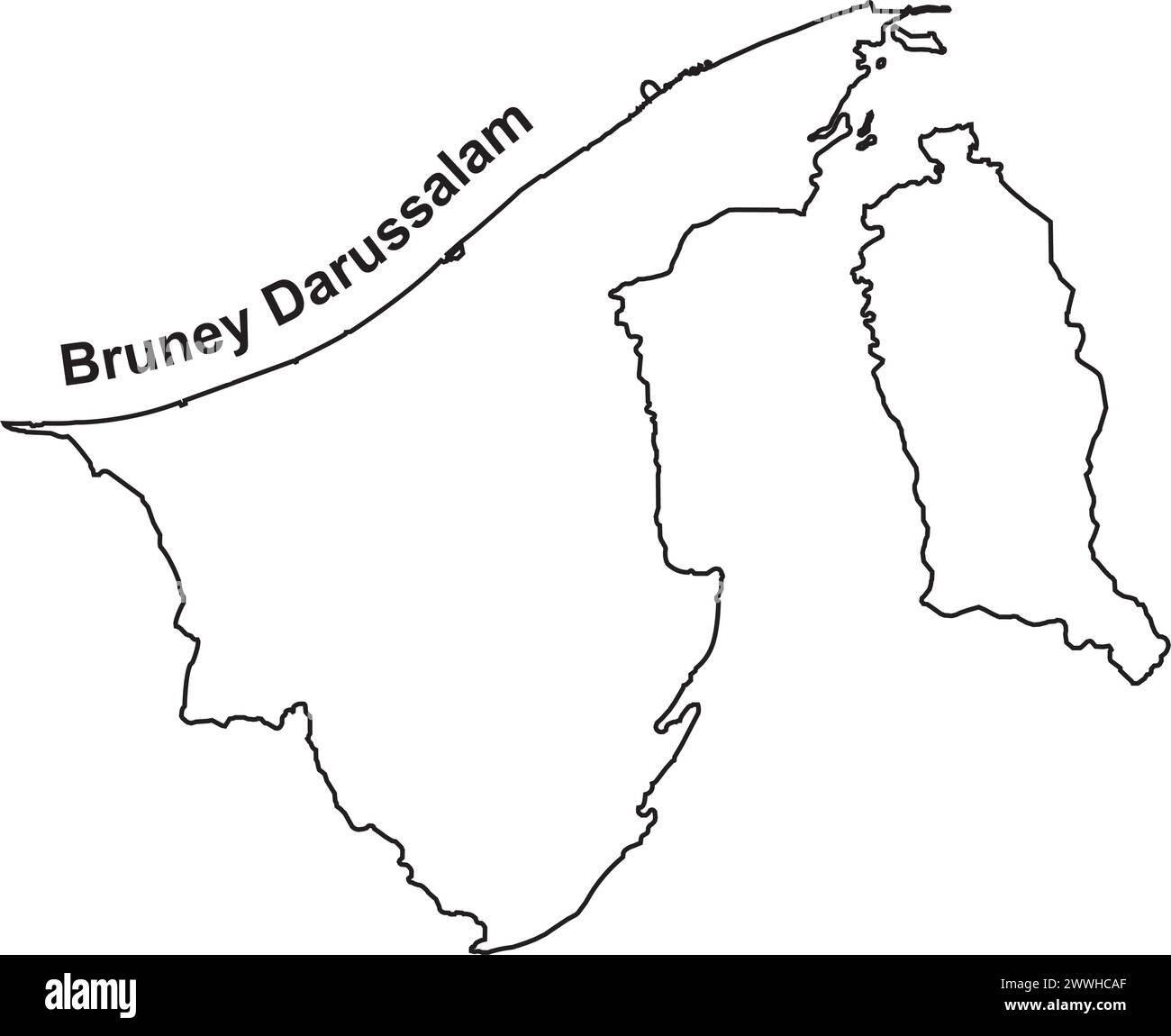 Bruney Darussalam, icona della mappa, disegno dell'illustrazione vettoriale Illustrazione Vettoriale