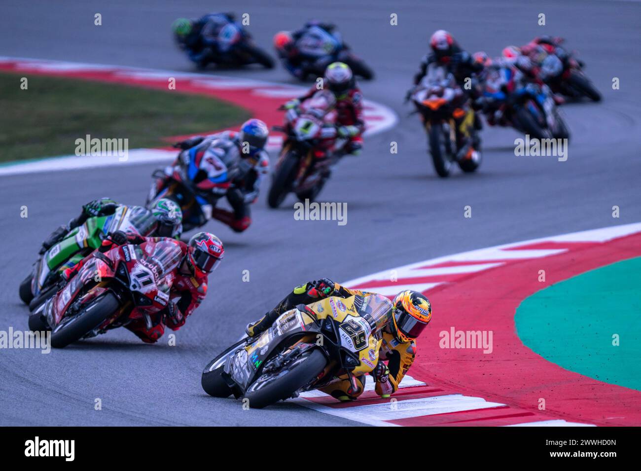 Montmelo, Spagna. 24 marzo 2024. Andrea Iannone del Team Goeleven durante il Catalunya World SBK 2024, al Circuit de Barcelona Catalunya il 24 marzo 2024 a Montmelo, Barcellona, Spagna. (Foto di Pablo Rodriguez/PRESSINPHOTO) credito: PRESSINPHOTO SPORTS AGENCY/Alamy Live News Foto Stock