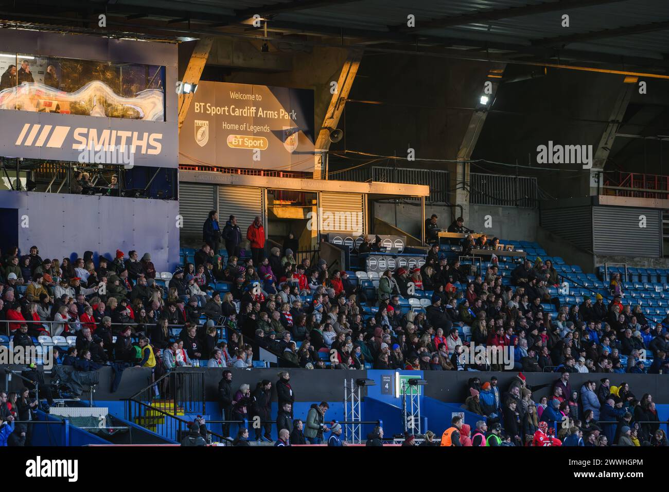 Cardiff, Galles. 23 marzo 2024. Vista dello stadio durante la partita di rugby delle sei Nazioni femminili, Galles contro Scozia al Cardiff Park Arms Stadium di Cardiff, Galles. Crediti: Sam Hardwick/Alamy Live News. Foto Stock