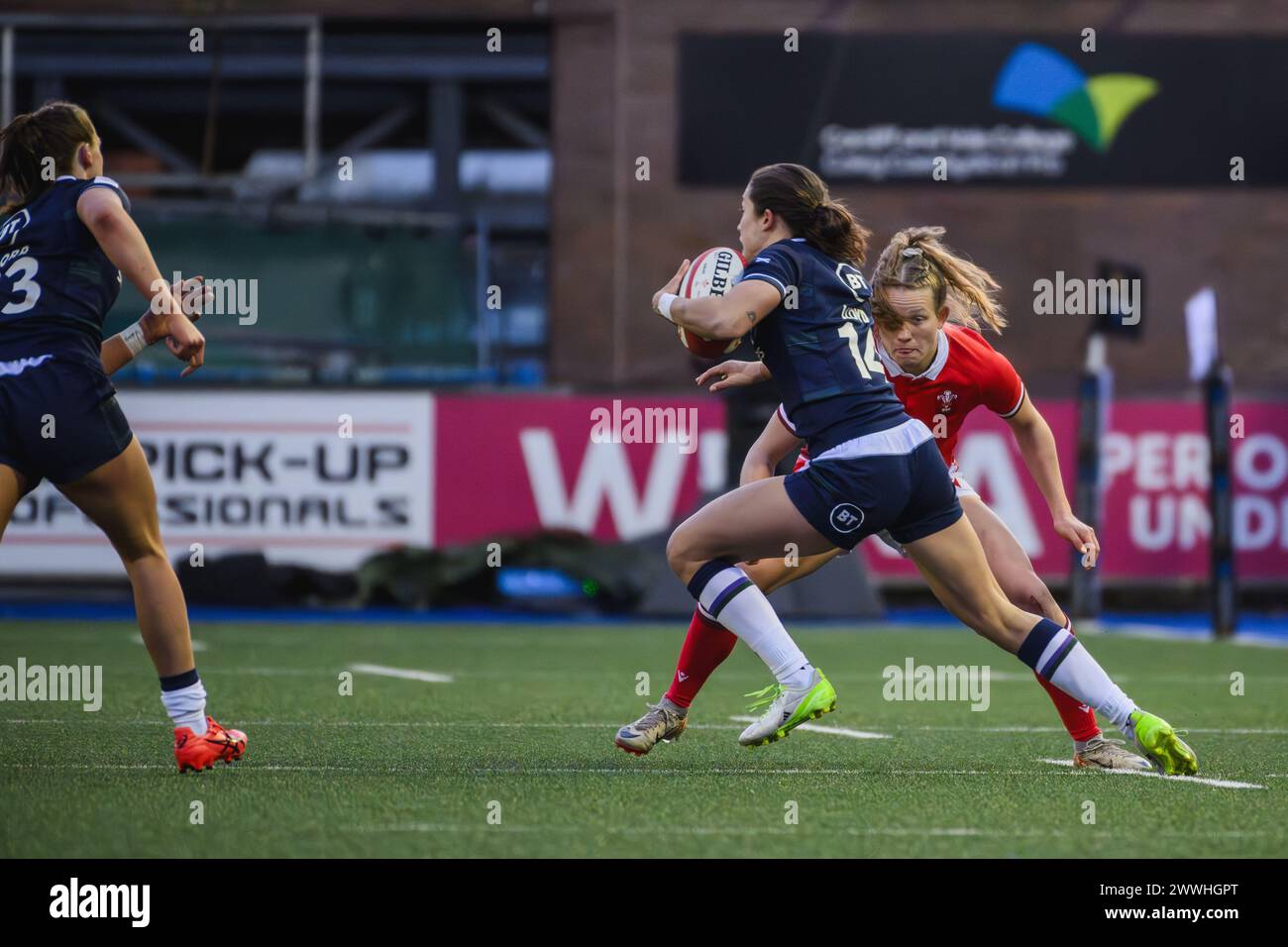Cardiff, Galles. 23 marzo 2024. Rhona Lloyd durante la partita di rugby delle sei Nazioni femminili, Galles contro Scozia al Cardiff Park Arms Stadium di Cardiff, Galles. Crediti: Sam Hardwick/Alamy Live News. Foto Stock