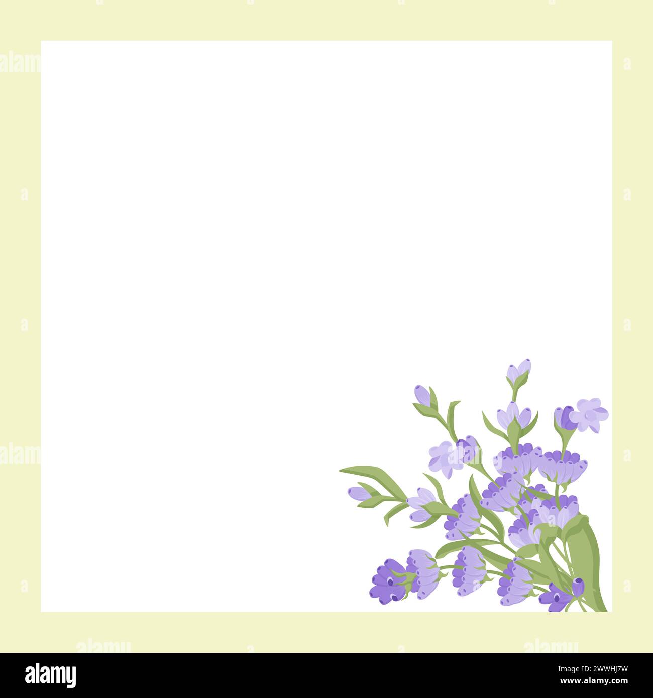 Cornice decorativa di fiori di lavanda per il tuo design. Illustrazione vettoriale isolata su sfondo bianco. Illustrazione Vettoriale