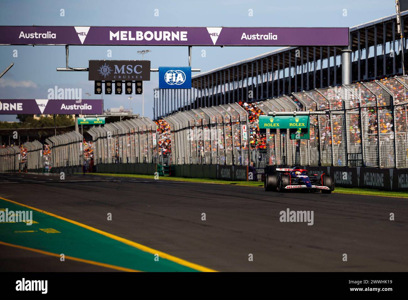 24 marzo 2024: Melbourne Grand Prix Circuit, Melbourne, Victoria, Australia; Australian Formula 1 Grand Prix: Race Day; numero 3 Visa Cash App RB driver Daniel Ricciardo durante la gara Foto Stock
