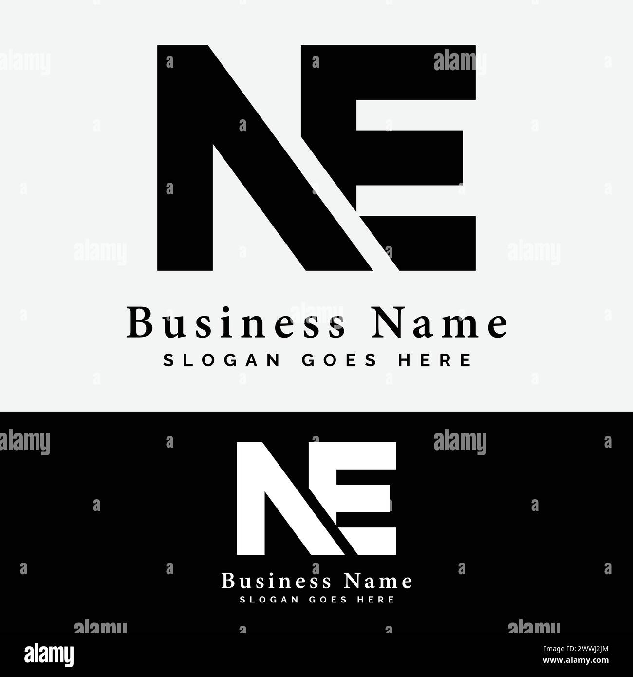 N, e, ne Letter Logo Design. Illustrazione vettore logo iniziale alfabeto ne Illustrazione Vettoriale