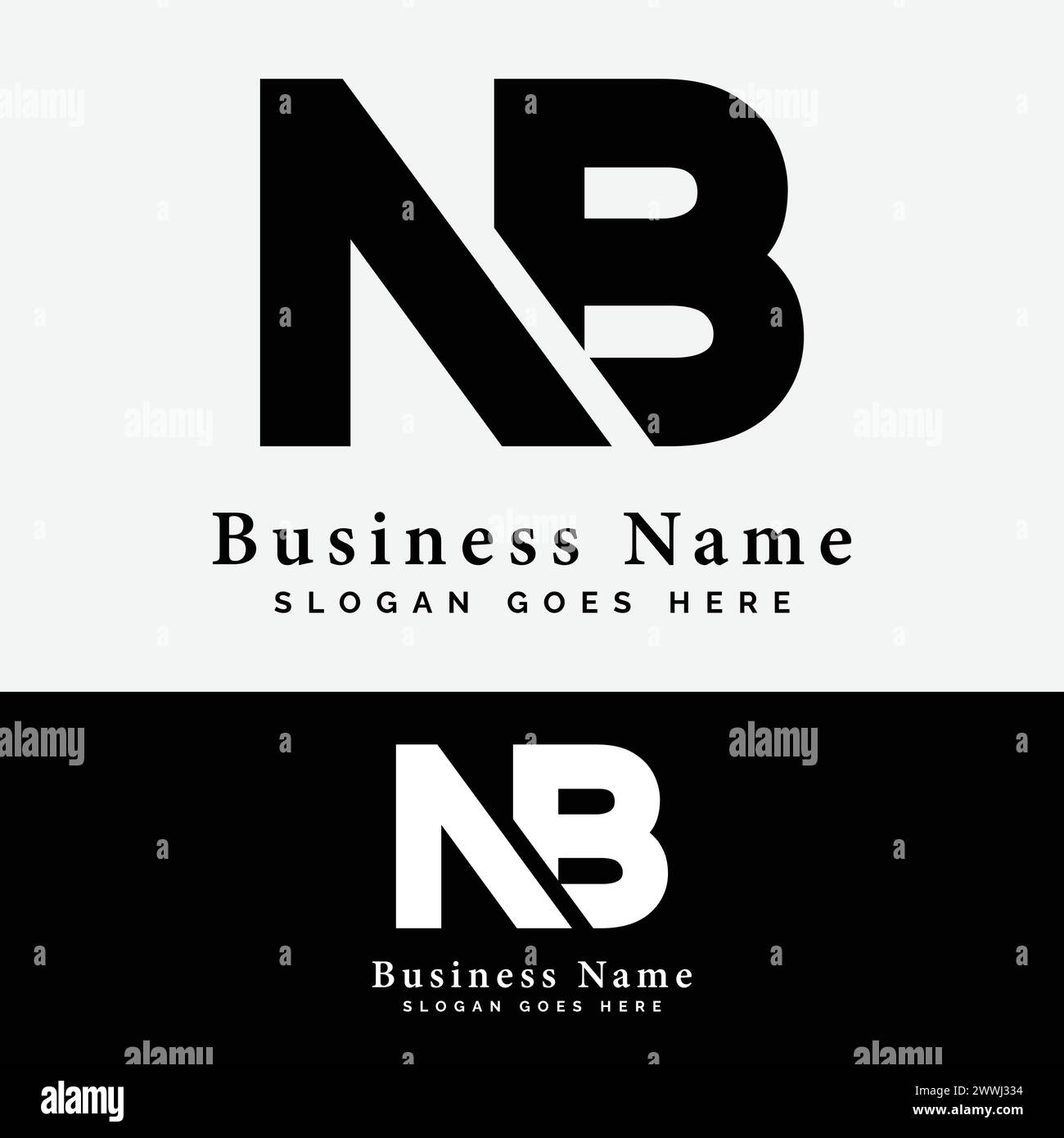 N, B, NB Letter Logo Design. Illustrazione vettore logo iniziale NB alfabeto Illustrazione Vettoriale