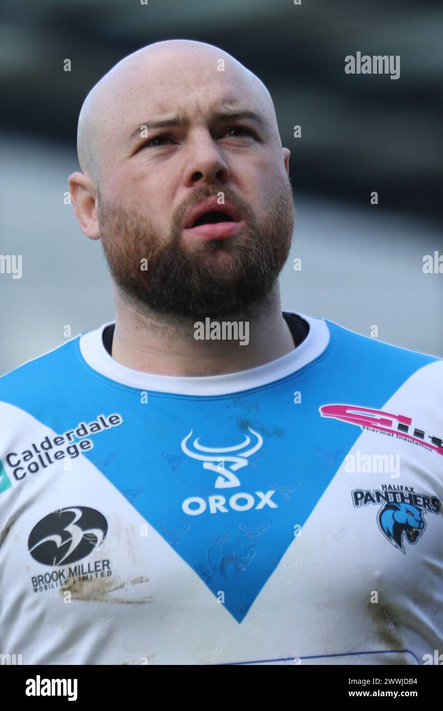 Halifax, Regno Unito. 24 marzo 2024. The Shay Stadium, Halifax, West Yorkshire, 24 marzo 2024. Betfred Challenge Cup Halifax Panthers vs Catalano Draghi Olly Davies di Halifax Panthers credito: Touchlinepics/Alamy Live News Foto Stock