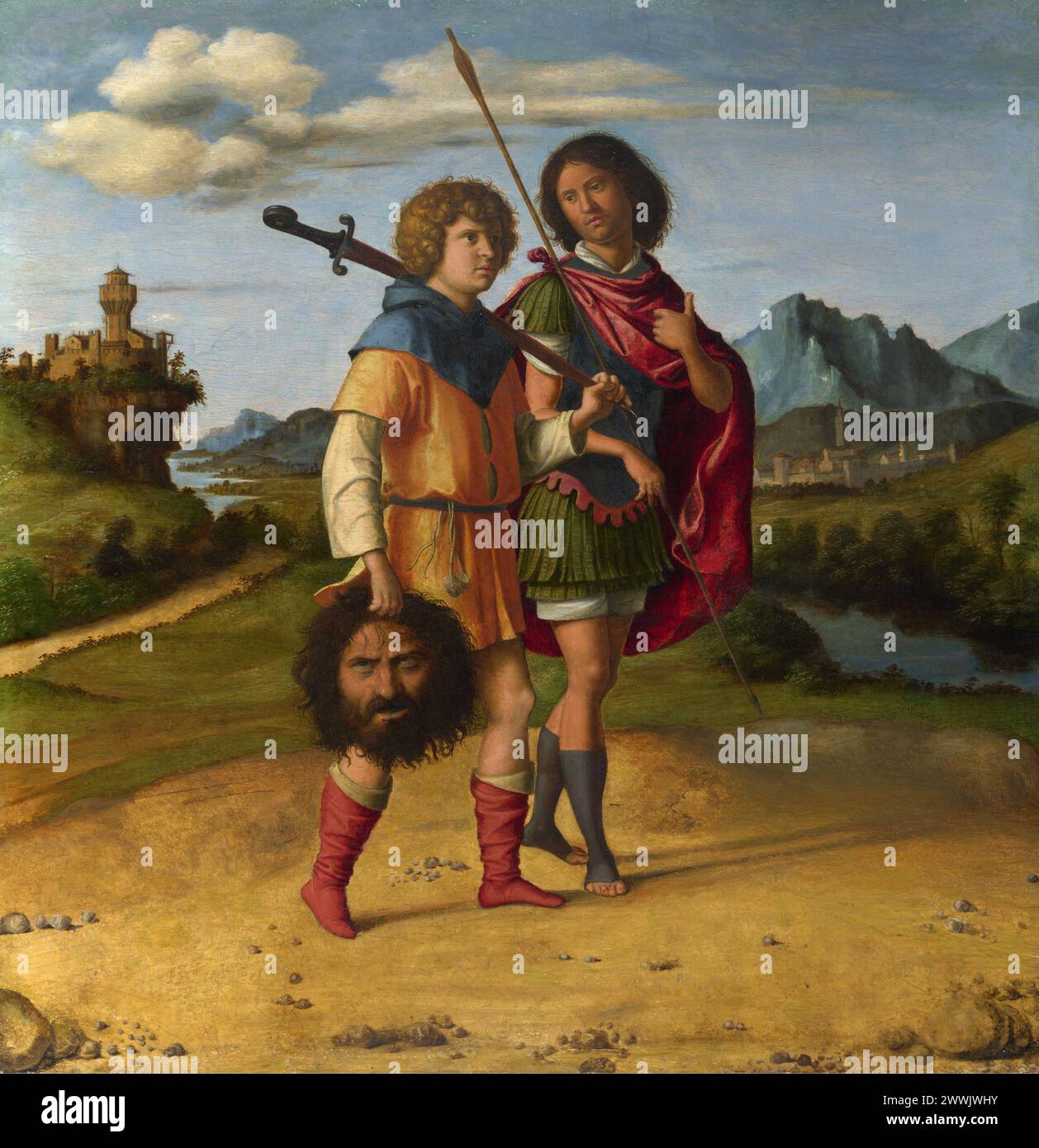 Maggiori dettagli David e Jonathan, 1505–1510 Giovanni Battista cima da Conegliano - National Gallery, Londra Foto Stock