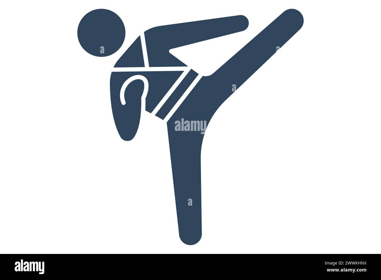icona karate. icona relativa allo sport, alla palestra. stile icona a tinta unita. illustrazione dell'elemento. Illustrazione Vettoriale