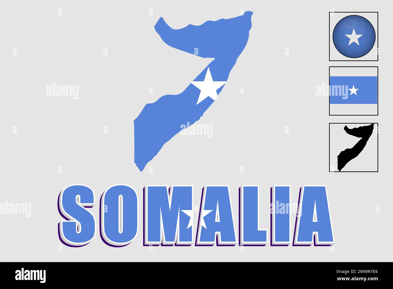 Bandiera e mappa Somalia in un grafico vettoriale Illustrazione Vettoriale