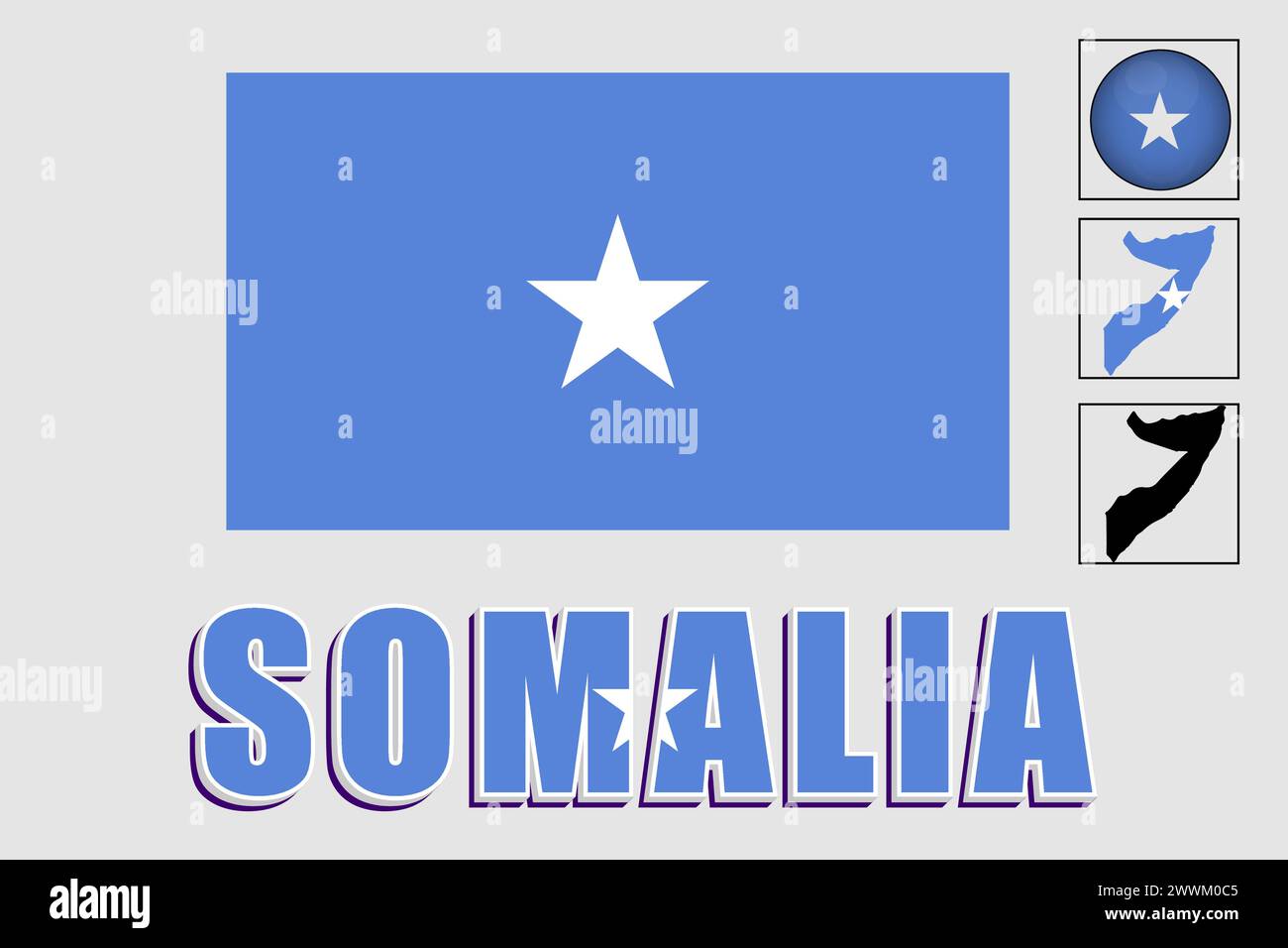 Bandiera e mappa Somalia in un grafico vettoriale Illustrazione Vettoriale