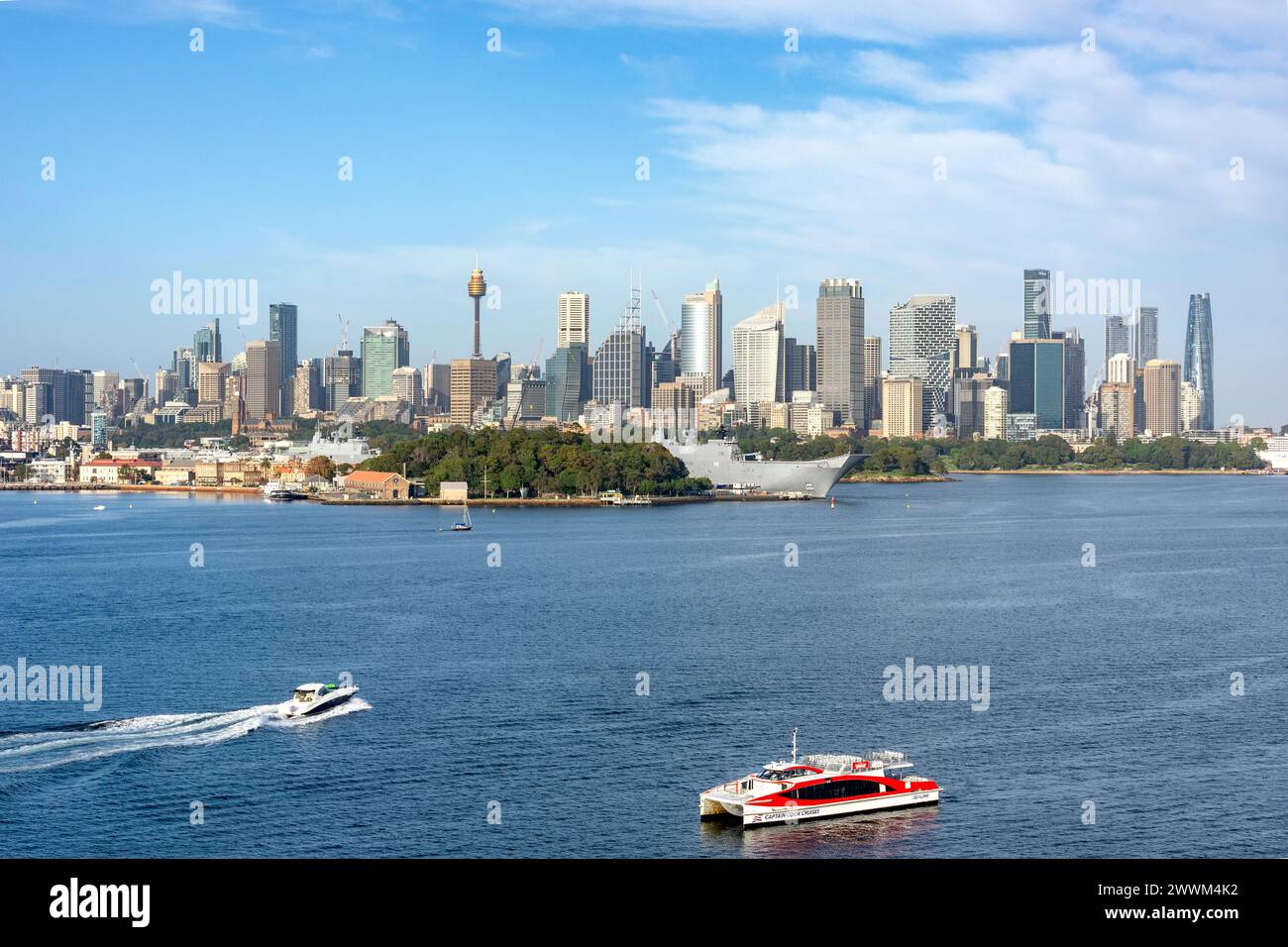 Quartiere finanziario di Sydney dal porto di Sydney, Sydney, nuovo Galles del Sud, Australia Foto Stock