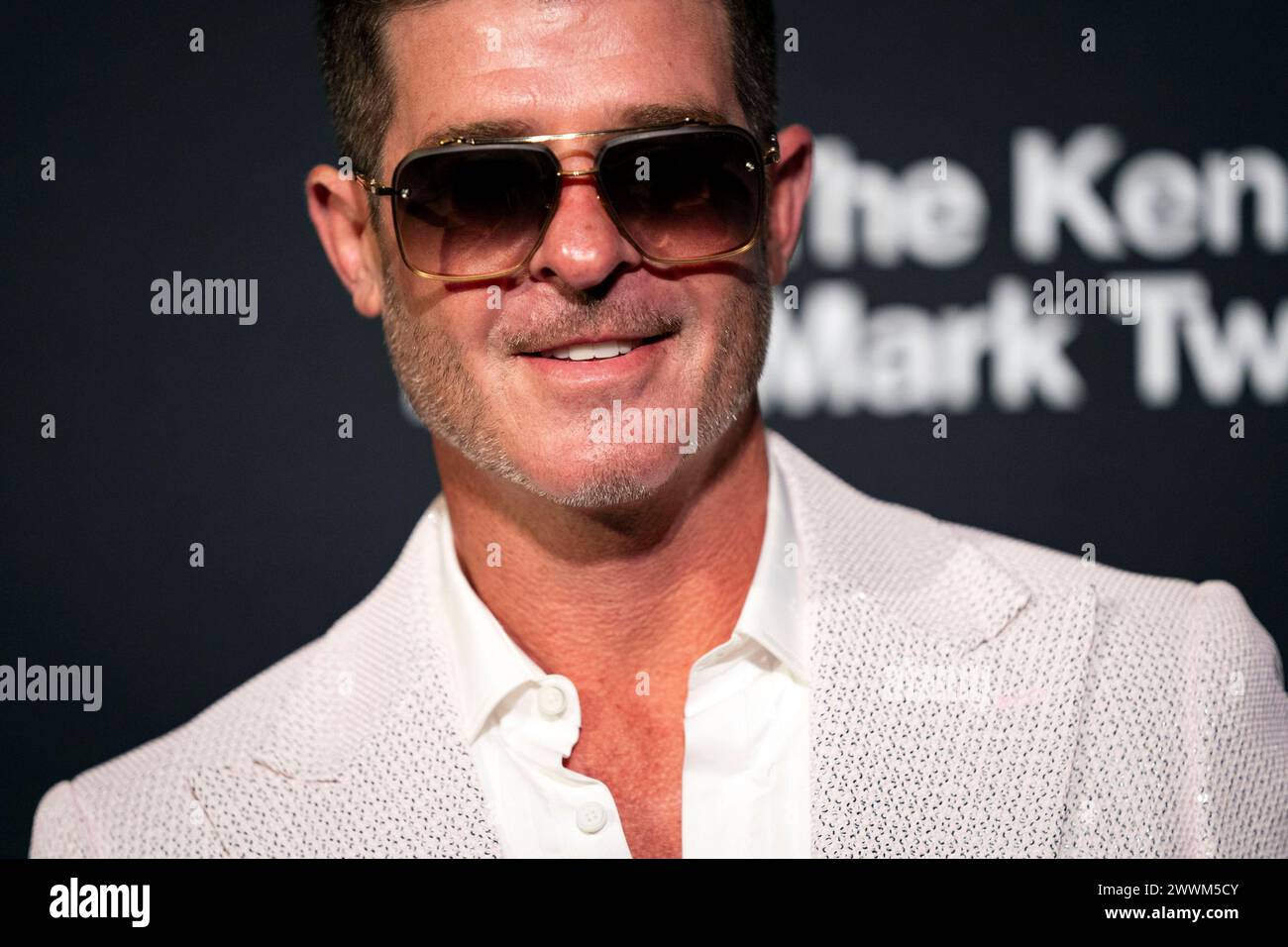 Washington, Stati Uniti. 24 marzo 2024. Robin Thicke partecipa al 25° Premio annuale Mark Twain per l'umorismo americano al Kennedy Center di Washington DC domenica 24 marzo 2024. Foto di Bonnie Cash/UPI. Crediti: UPI/Alamy Live News Foto Stock