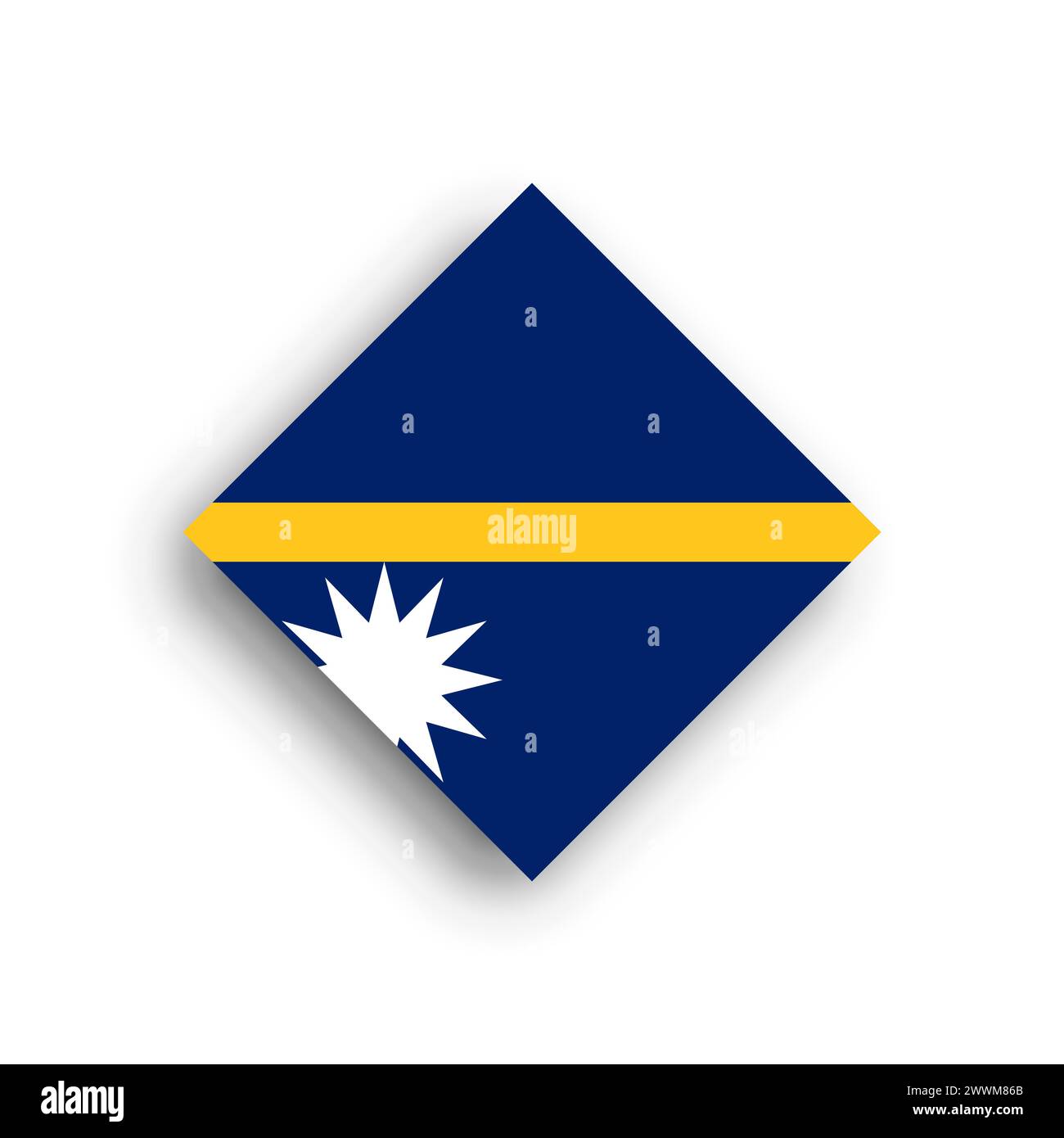 Bandiera Nauru - icona a forma di rombo con ombra sganciata isolata su sfondo bianco Illustrazione Vettoriale