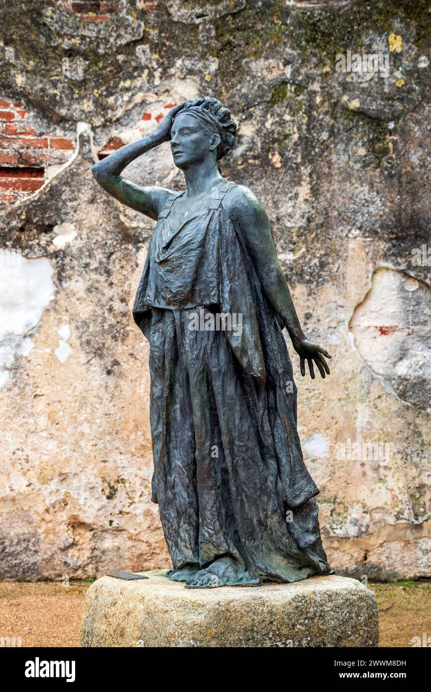 Statua, Teatro Romano, Merida, Estremadura, Spagna Foto Stock