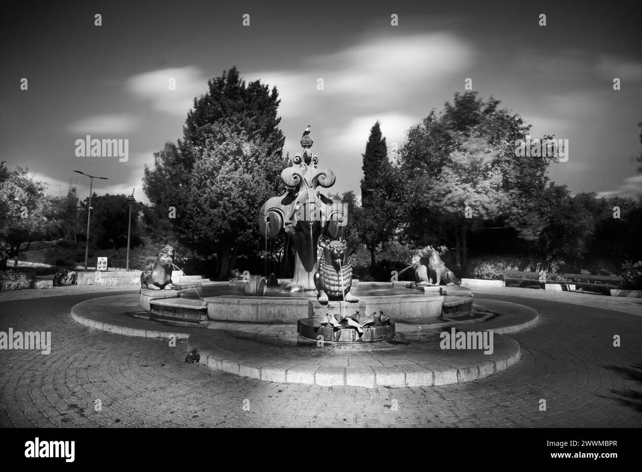 Gerusalemme, Israele, 29 febbraio 2020: Fontana decorativa - Fontana dei leoni nella città vecchia di Gerusalemme in Israele Foto Stock