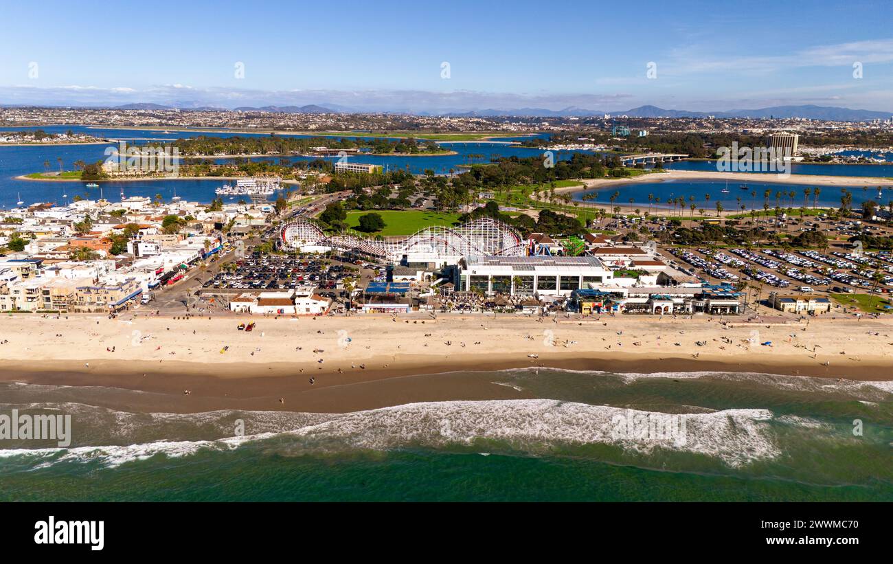 Vista aerea del Belmont Park a San Diego, California. Foto Stock