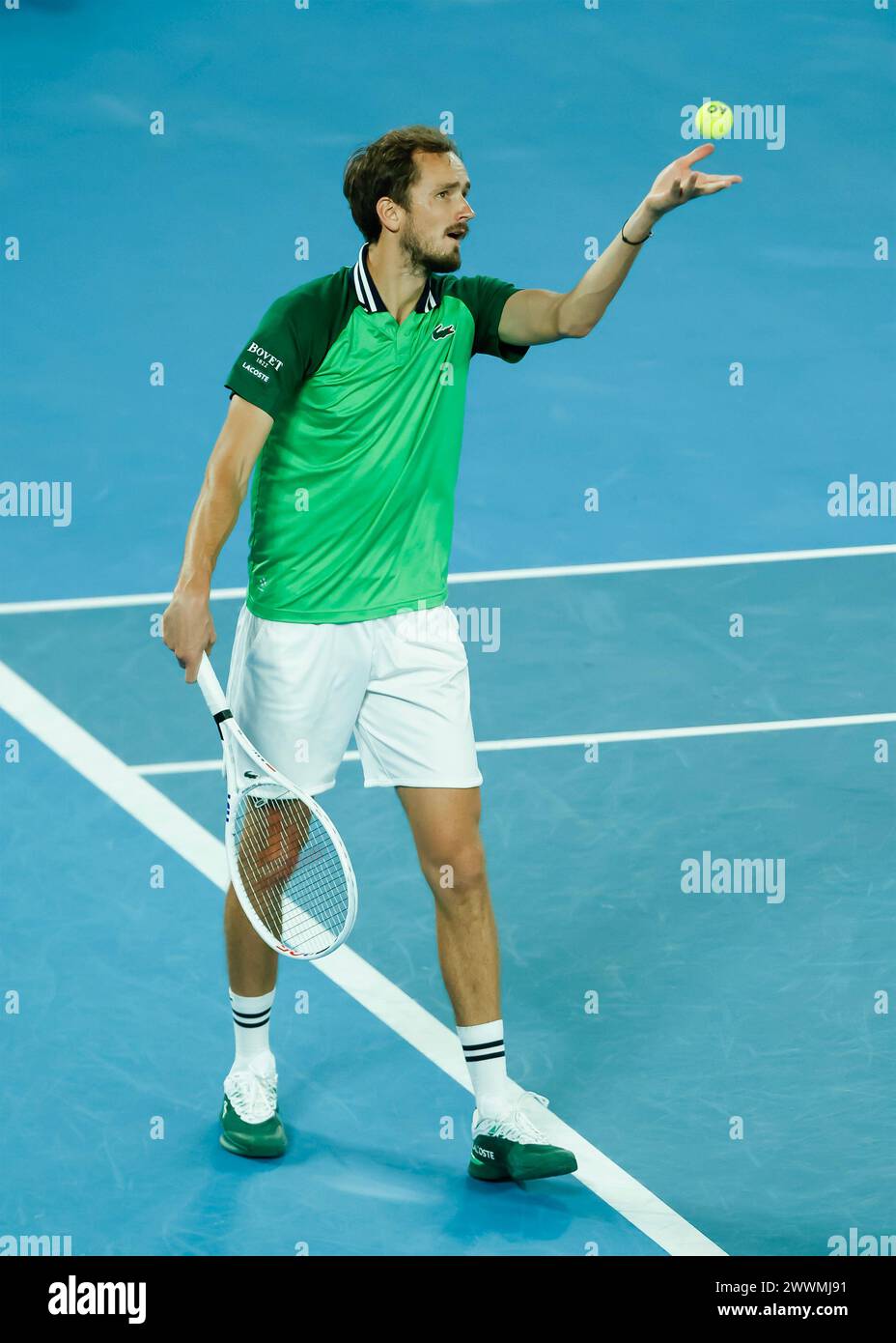 Daniil Medvedev (RUS) in azione all'Australian Open 2024 al Melbourne Park, Melbourne, Victoria, Australia. Foto Stock