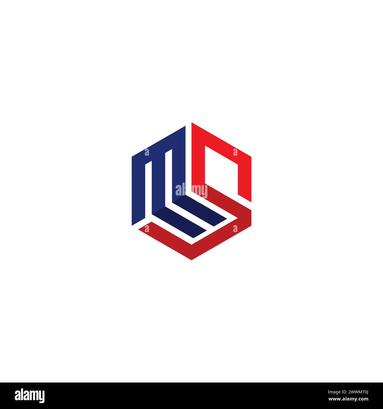 Logo MS con combinazione di forma esagonale. Icona MS Illustrazione Vettoriale