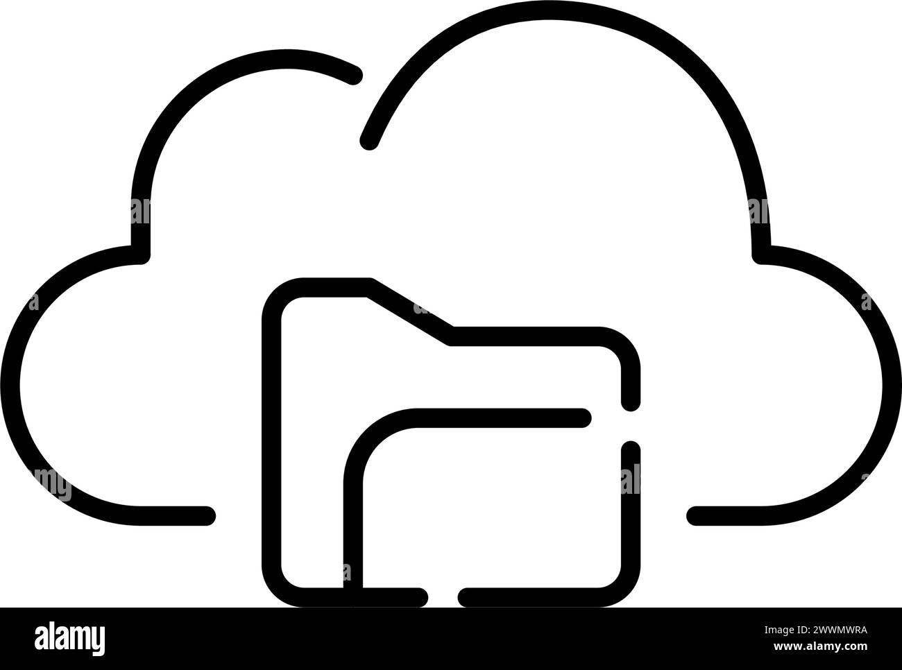 Cloud e cartella. Archiviazione e accesso di file e risorse all'interno di un archivio basato su cloud. Icona del vettore pixel Perfect Illustrazione Vettoriale